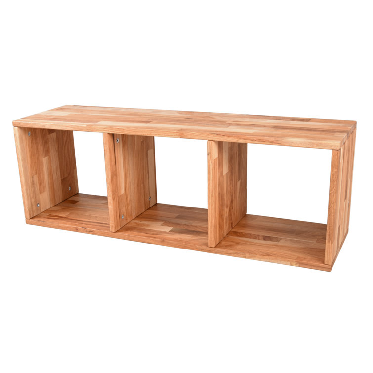 Brayden Studio Smaldino 3 Piece Square Oak Solid Wood Cube Shelf